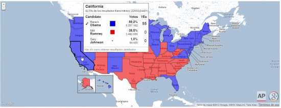 Resultados electorales USA en Google