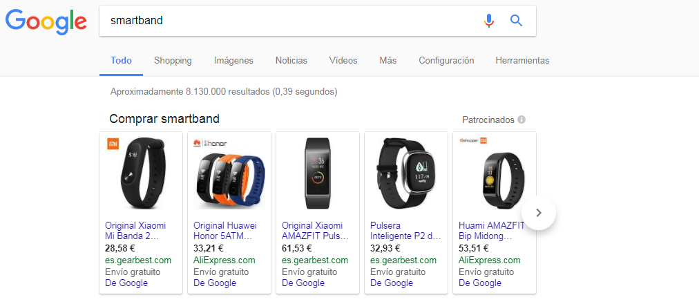 Búsqueda Google Shopping